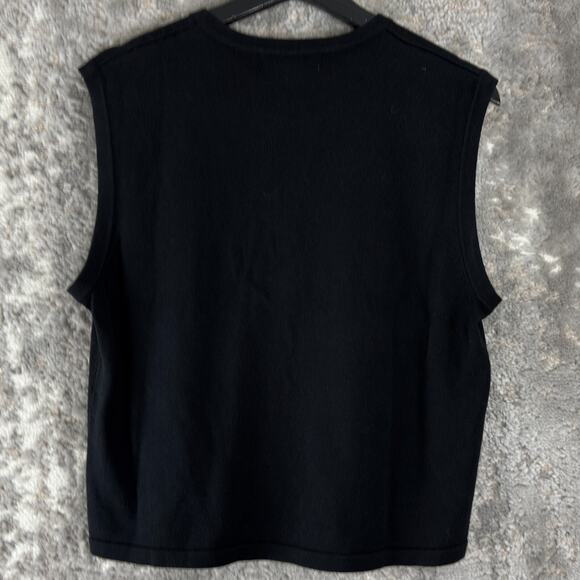 Dressbarn Petite Sz PL Geometric Cotton Blend Sweater Black Sleeveless Crew Neck - Picture 3 of 7